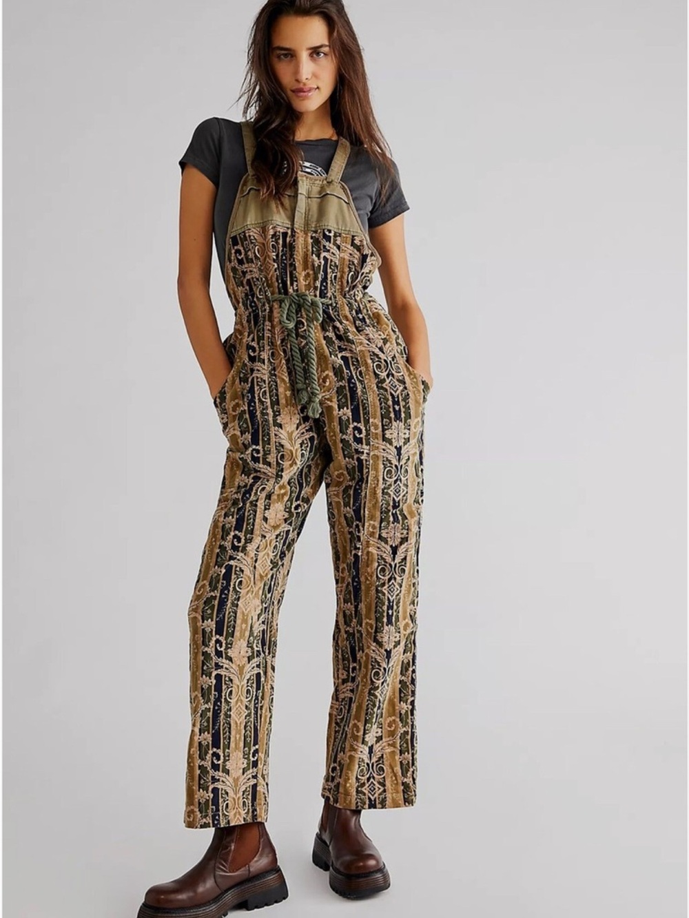 Free People Hold On Cord barrel Overalls small new